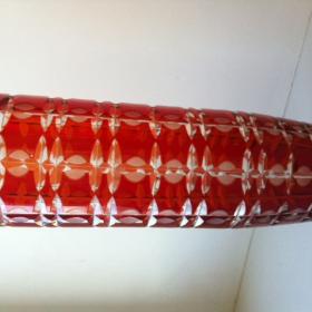 Высокая Ваза Двухцветный Резной Хрусталь Цветное Стекло Красный Гигант 1971  год СССР 28,5 см
