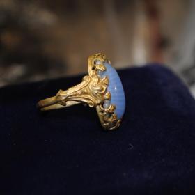 винтажный чешский перстень латунь ювелирное стекло