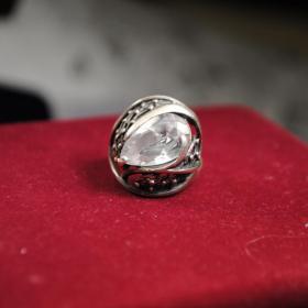 кольцо серебро хрусталь