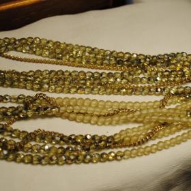 винтажные бусы ожерелье сатиновое стекло ювелирное стекло с покрытием АБ ЕВРОПА  