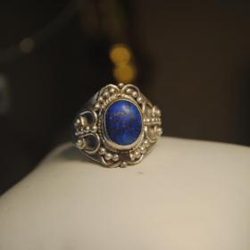 винтажное кольцо серебро 925 натуральный камень лазурит? большой размер  