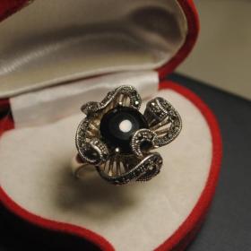 кольцо серебро 925 оникс марказиты  