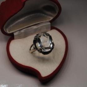 шикарное кольцо серебро горный хрусталь
