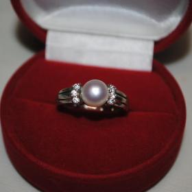 кольцо серебро 925 кокошник натуральный жемчуг фианиты 