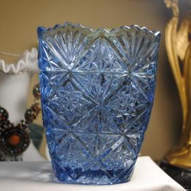 винтажная ваза салфетница цветное кобальтовое стекло 