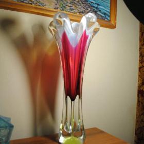 винтажная ваза для цветов чехия автор JOSEF HOSPODKA богемия  