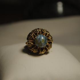 винтажное кольцо перстень латунь стекло чешская бижутерия