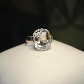 шикарное кольцо перстень серебро 875 проба горный хрусталь  
