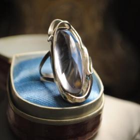 шикарный винтажный перстень мельхиор ювелирное стекло 80-е гг ручная работа  