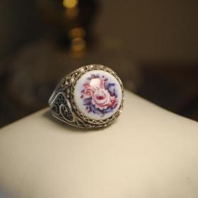 перстень кольцо скань серебрение финифть 