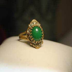винтажное кольцо перстень латунь ювелирное стекло чехословакия  