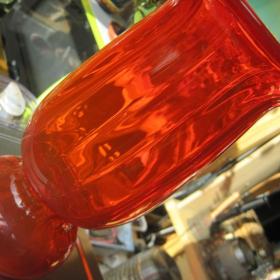 Винтажная ваза Красный май, рубиновое стекло,СССР