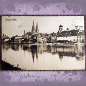 Антикварная открытка "Регенсбург. Панорама". Германия