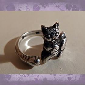 Кольцо "Кошка". Серебро