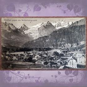 Антикварная открытка"Хохфлух на фоне горы Веттерхорн". Швейцария