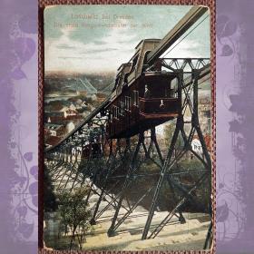 Антикварная открытка "Лошвиц под Дрезденом. Первая подвесная железная дорога". Германия