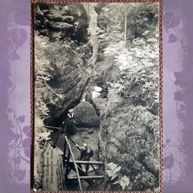 Антикварная открытка "Саксонская Швейцария. Маршрут через каньон Дьявола". Германия