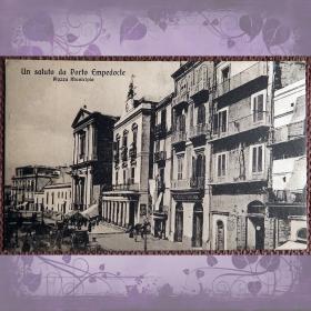 Антикварная открытка "Порто-Эмпедокле. Ратушная площадь". Италия