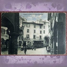 Антикварная открытка "Лугано. Станция фуникулера". Швейцария