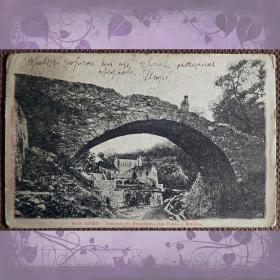 Антикварная открытка "Сан-Ремо. Водный поток Св. Франческо с мостом и мельницей". Италия