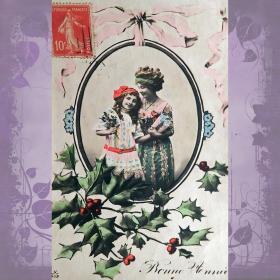 Антикварная открытка "С Новым годом". Франция