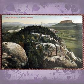 Антикварная открытка "Холм Саксонская Швейцария". Германия