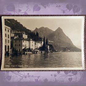 Антикварная открытка "Озеро Лугано. Ория". Италия
