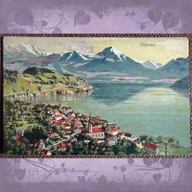 Антикварная открытка "Вицнау. Фирвальдштетское озеро". Швейцария