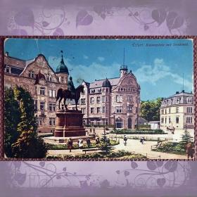 Антикварная открытка "Эрфурт. Императорский пфальц (дворец) с памятником". Германия