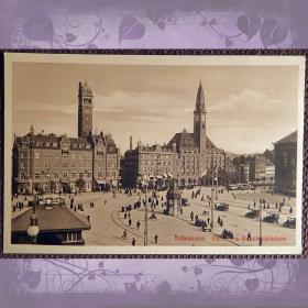 Антикварная открытка "Копенгаген. Ратушная площадь". Дания