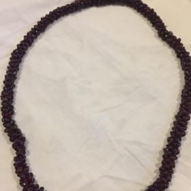 Бусы-ожерелье  винтаж натуральный гранат плетение веревка тяжелые