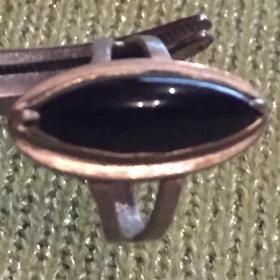 кольцо  винтаж СССР форма маркиз мельхиор вставка агат  натуральный (от сглаза)