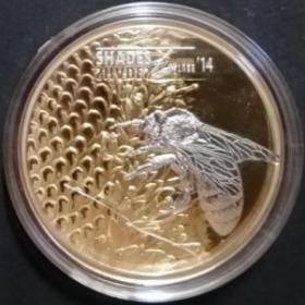 Монета 5 долларов 2014 Пчела Острова Кука