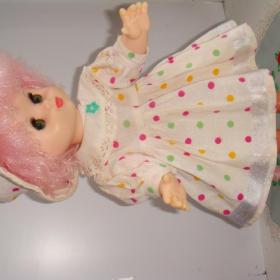 Кукла СССР с розовыми волосами, родная одежда