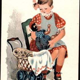 Открытка  худ. Богаевская. "Девочка с куклой" 1952 год