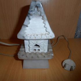 Мраморный светильник - ночник , домик , винтаж