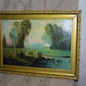 Картина Пейзаж Тропинка в лесном пролеске Масло Оргалит в Раме
