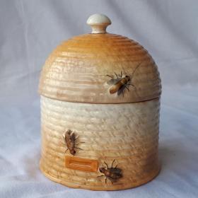 Старинная баночка для мёда. Фаянс, роспись.19 век