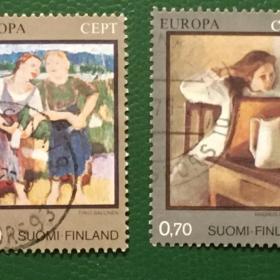 Марки 2 шт. Живопись Финляндии. Финляндия 1975 г.