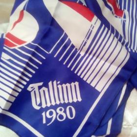 редкий новый шелковый платок "Таллин 1980" СССР Олимпиада