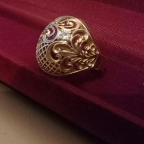 Кольцо серебро с позолотой, винтаж СССР.