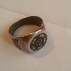 кольцо перстень серебро с чернением 875 пр.
