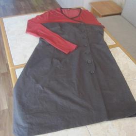   Платье х/б, комбинированное: верх трикотажный хлопок, низ - хлопчатобумажная ткань.  Размер 44-46