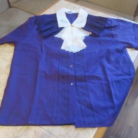 новая винтажная блузка с жабо, размер 50, х/б