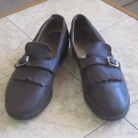   Винтажные туфли темно -коричневого цвета из натуральной кожи, размер 33