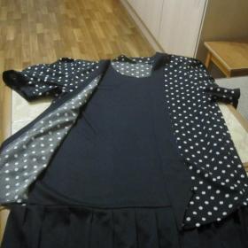 Летнее  винтажное  трикотажное платье-костюм ( лжекостюм), размер 48-50