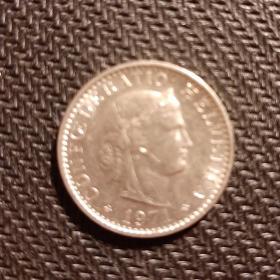 Монета 20 раппен  1971 год. Швейцария