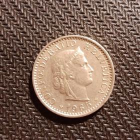 Монета 20 раппен 1965 год Швейцария