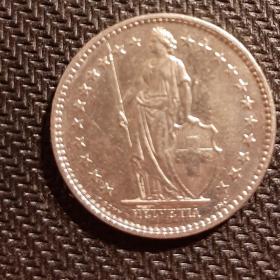 Монета 2 франка  1977 год Швейцария