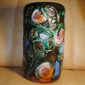 шикарная напольная ваза обливная керамика ручная роспись рисунок от формы 